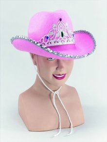 Pink felt cowboy hat with tiara BH369