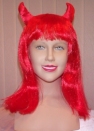 Red Devil lady wig with horns BW404