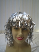 Silver tinsel wig