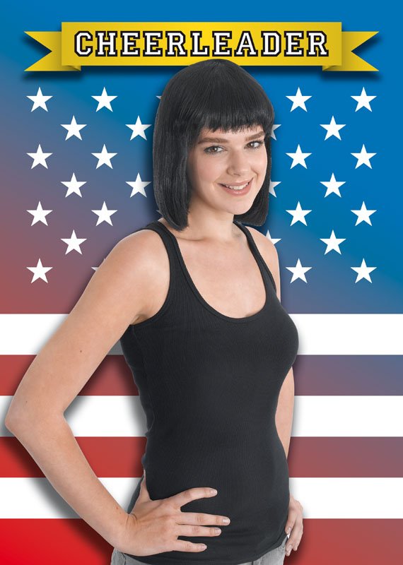 Black cheerleader wig BW218 Bud